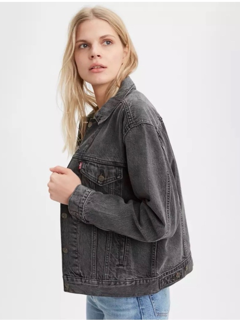 Levi's Ex-Boyfriend Women's Washed Charcoal Denim Trucker Jacket
